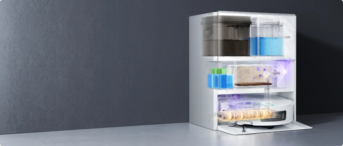 Multifunctioneel PowerDock station voor opladen, reinigen en onderhoud