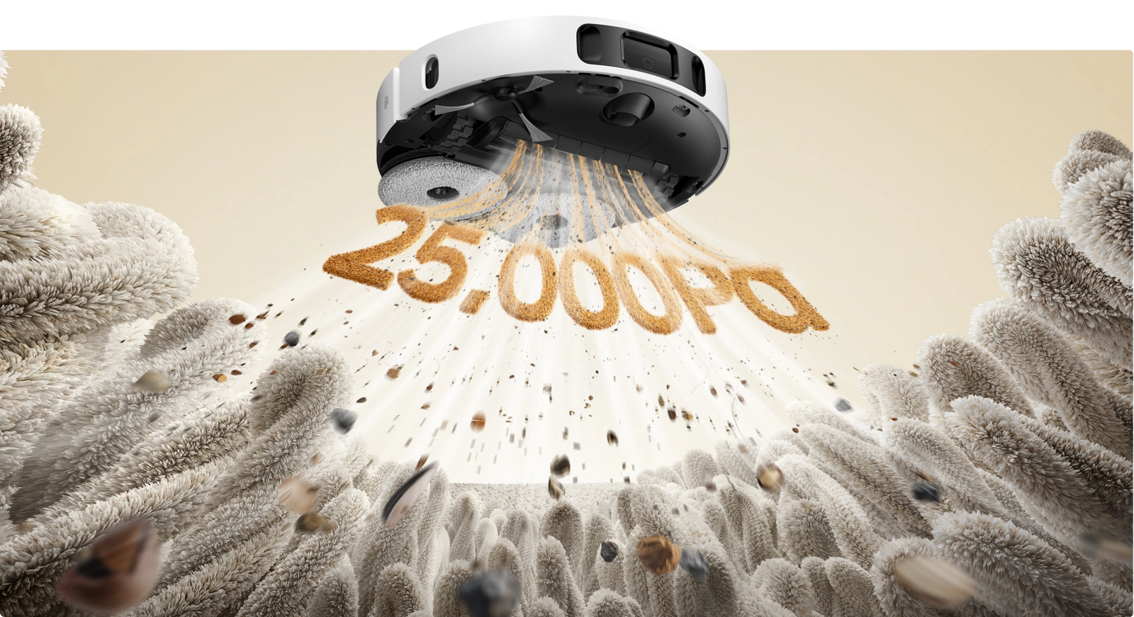 25.000 Pa zuigkracht voor een grondigere reiniging