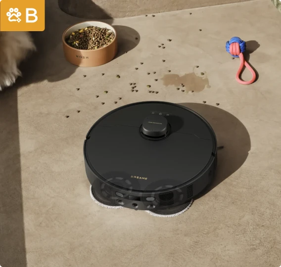 Huisdiergeuroplossing van de Dreame Matrix10 Pro robotstofzuiger Zwart, plantaardig, vermindert geuren van kattenbak en ongelukjes.