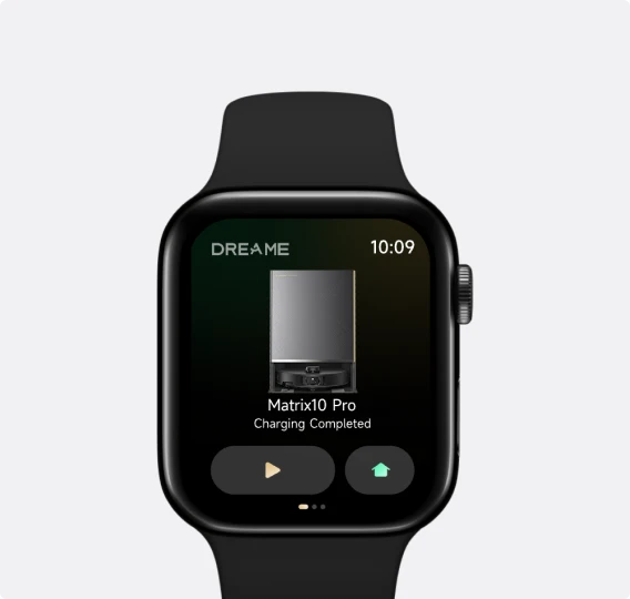 Dreame Matrix10 Pro robotstofzuiger Zwart bedienbaar via Apple Watch, start schoonmaakprogramma's met één tik rechtstreeks vanaf uw pols.