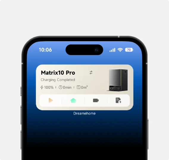Dreame Matrix10 Pro robotstofzuiger Zwart bedienbaar via iPhone-app, plan, start en stop schoonmaak direct vanaf uw scherm.