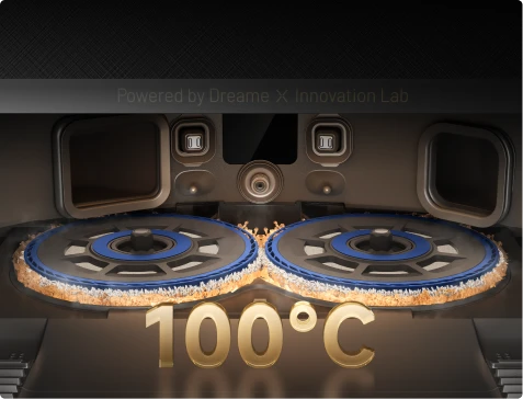 ThermoHub zelfreiniging op 100 °C van de Dreame Matrix10 Pro robotstofzuiger Zwart, vermindert bacteriën en geurtjes.