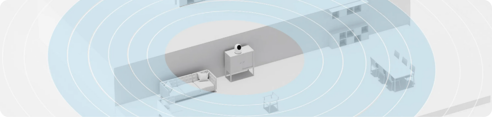 Dekkingsdiagram dual-band wifi Dreame NAVO Care SE 1 InCam: 2,4GHz voor groot bereik en 5GHz voor hoge snelheid
