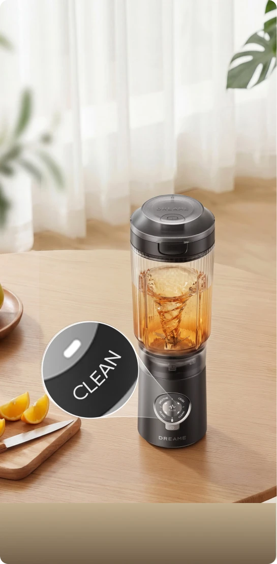 Zelfreinigende modus van de Dreame Portable Blender voor een snelle en hygiënische reiniging
