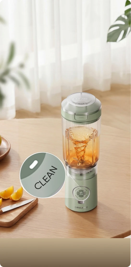 Zelfreinigende modus van de DDreame Portable Blender voor een snelle en hygiënische reiniging