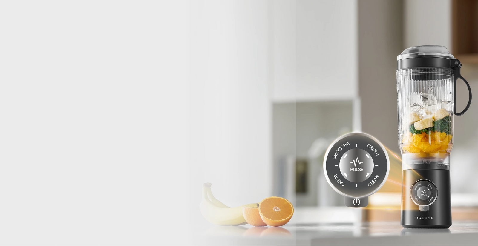 Intuïtieve bedieningsknop van de Dreame Portable Blender met 5 handige vooringestelde programma s