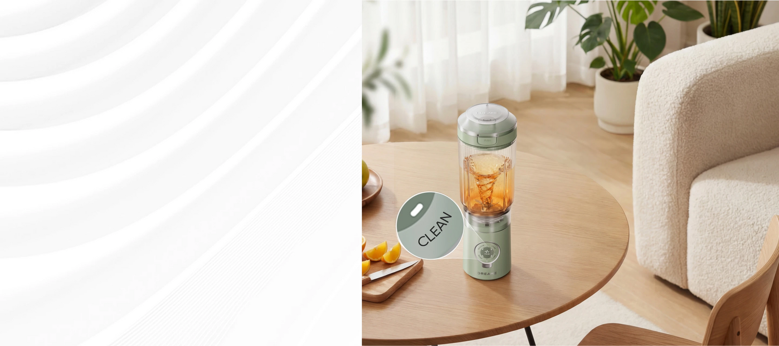 Zelfreinigende modus van de Dreame Portable Blender voor een snelle en hygiënische reiniging