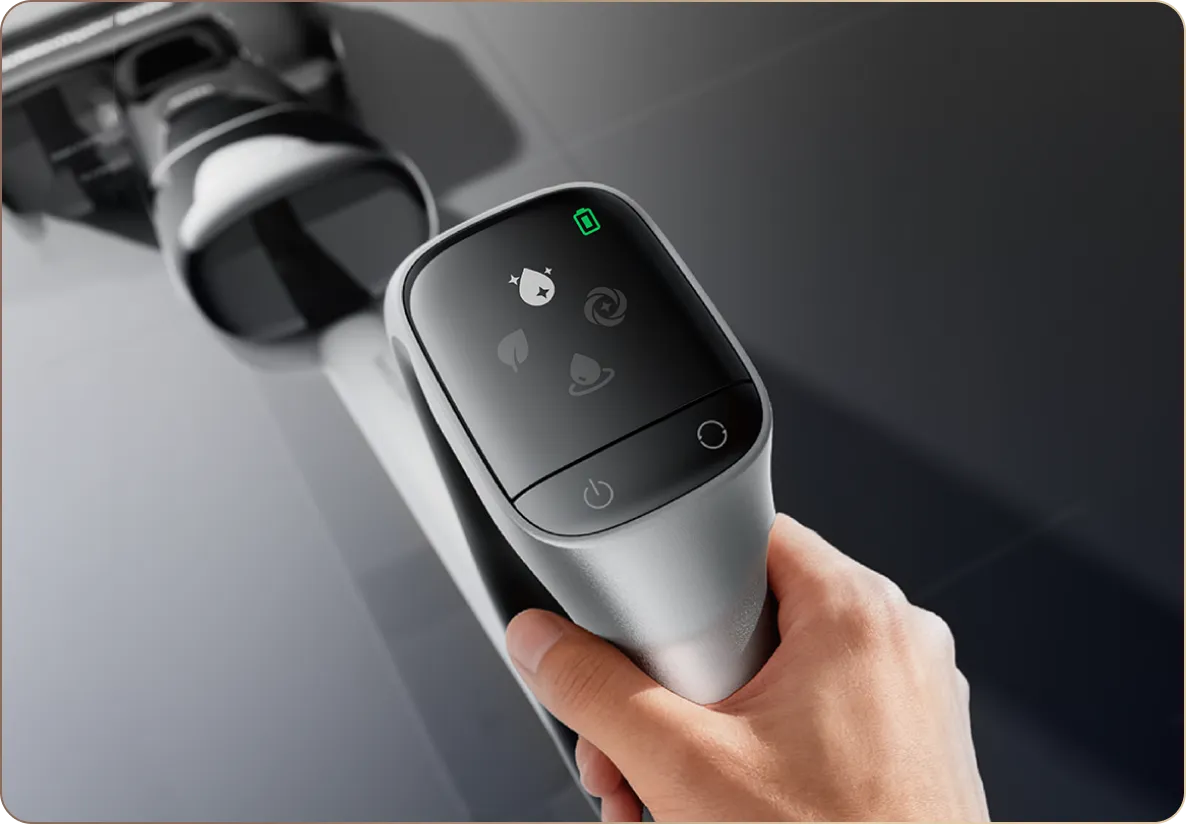 Dreame T12 Pro is voorzien van slimme spraakmeldingen en een duidelijk afleesbaar LED-display op de handgreep