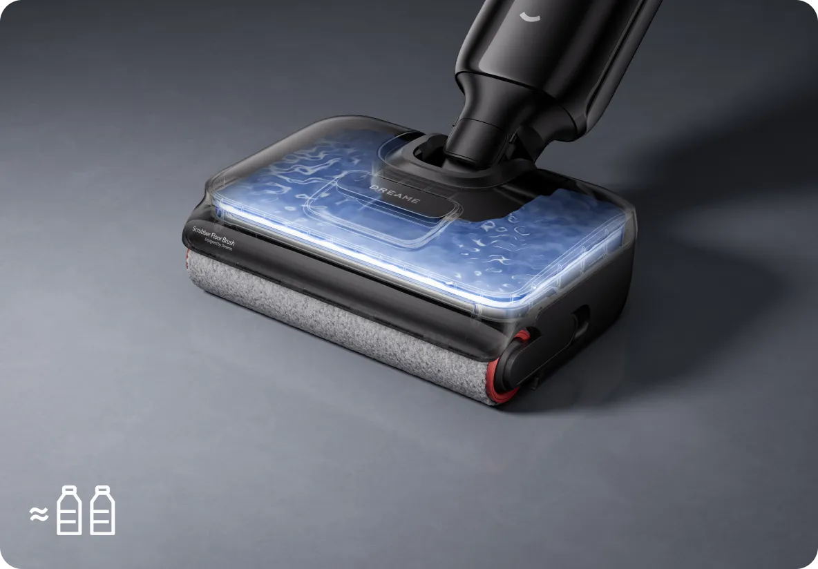 Dreame T12 Pro reinigingsproces met schoonspoelen, 480 RPM* borstel, dubbele schrapers en 25 kPa* zuigkracht