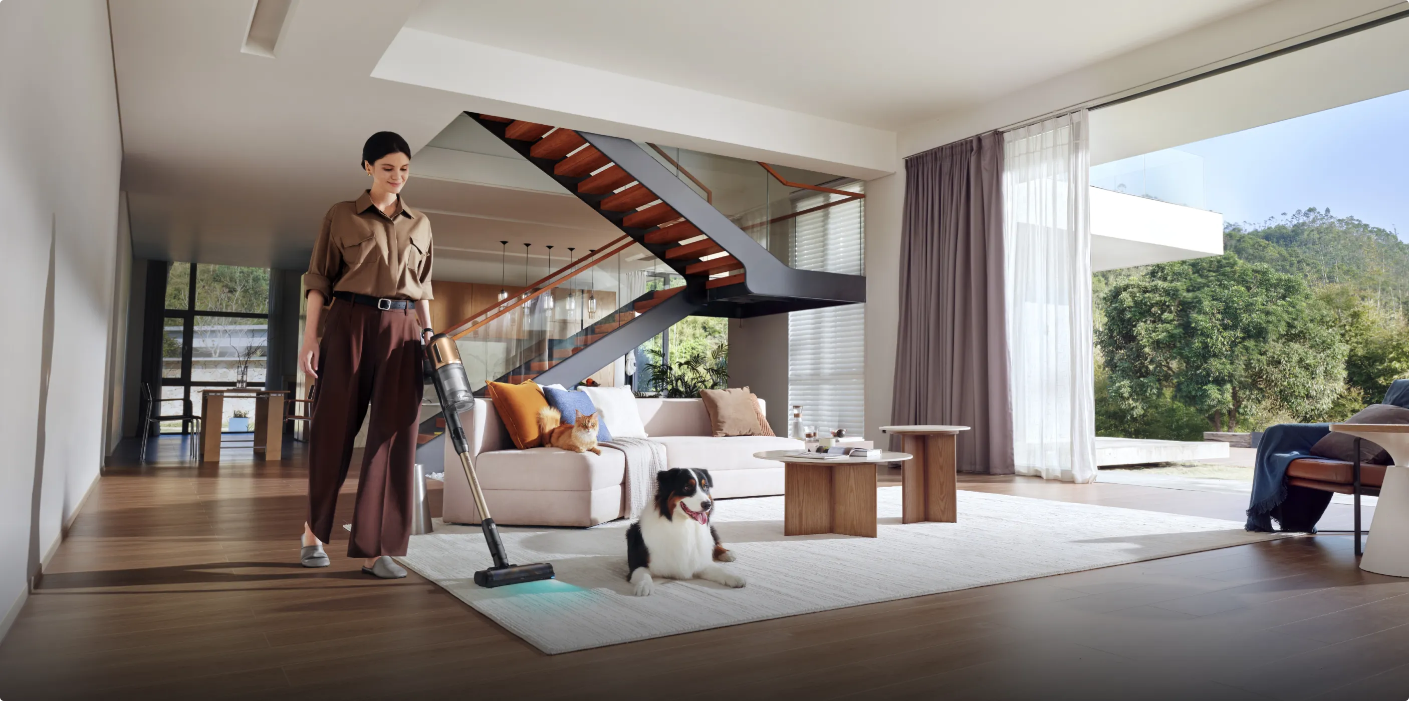 Dreame Z30 Pro Aqua-A Steelstofzuiger met natreinigingsfunctie met TangleCut borstel voor diverse vloeren voorkomt klitten.