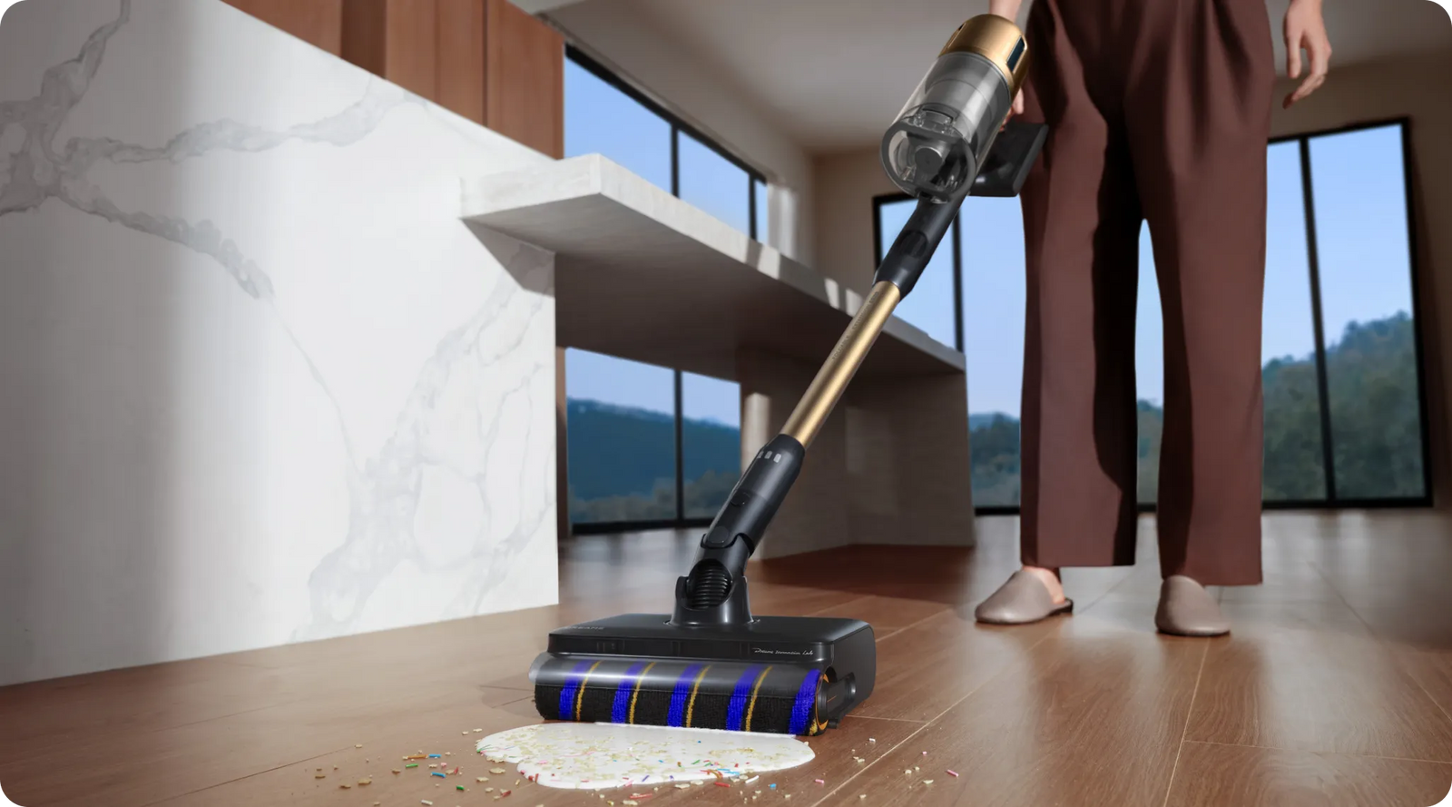 Dreame   Z30 Pro Aqua-A reinigt moeiteloos diverse vloeren van de badkamer tot de woonkamer